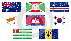 Set of Artistic flags of the world isolated