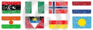Set of artistic flags of the world