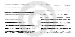 Set of artistic pencil brushes. Hand drawn grunge strokes. Vector illustration