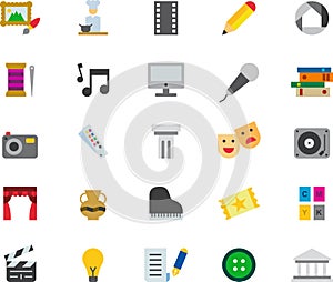 Set of arts related flat web icons