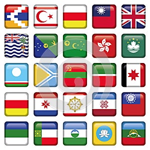Set of Asian Squared Flags