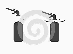 Set assembly instructions for polyurethane foam or gas burner icon. Using sealant a balloon for mounting. Vector