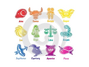 Set of astrological zodiac symbols - Horoscope sig