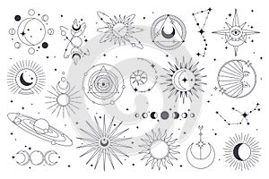 Set of astronomy or astrology icon. Vector signs