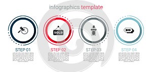 Set Auction hammer, sold, auctioneer sells and Bid. Business infographic template. Vector