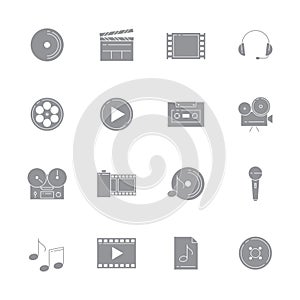 set of audio and video icons. Vector illustration decorative design