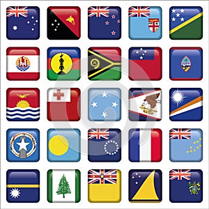 Set of Australian, Oceania Squared Flag Icons