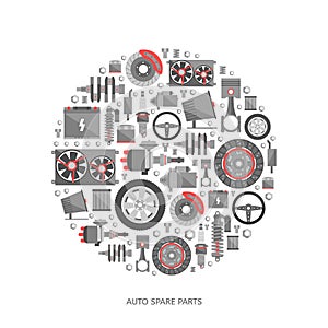 Set of auto spare parts