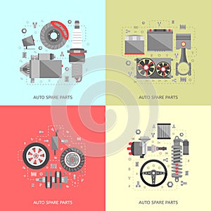 Set of auto spare parts