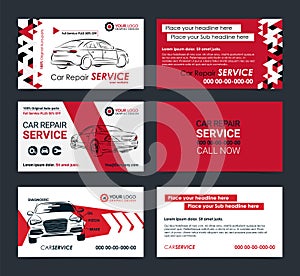 Set of Automotive Service business cards layout templates. Create your own business cards.