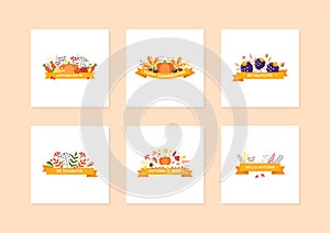 Set of autumn cards with floral decor