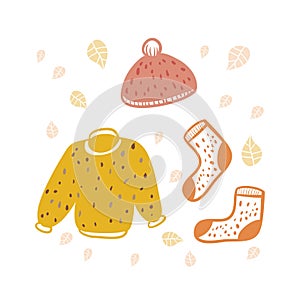 Set of autumn Cloth Vector illustration