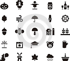 Set of autumn glyph icons