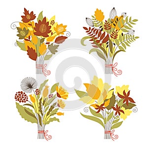 Set of an autumnal bouquets photo