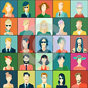 Set with avatars, flat design