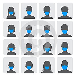 Set of avatars in medical masks