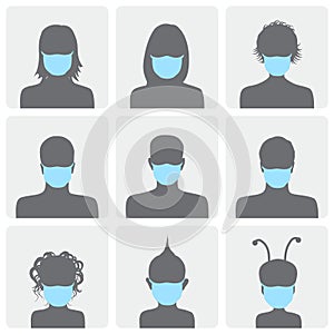 Set of avatars in medical masks photo
