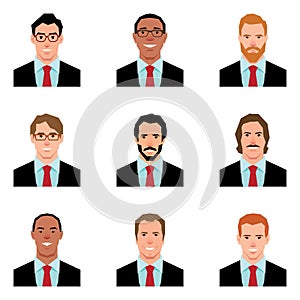 Set of avatars portraits of men in suits