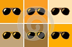 Set Aviator sunglasses illustration background PoP Art Police isolated sunglasses