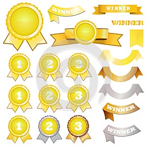 Set of award flat badge icons