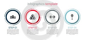 Set Award over sports winner podium, Billiard balls rack triangle, Dumbbell and Tennis racket. Business infographic