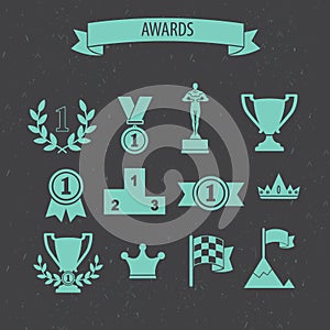Set of award success and victory icons