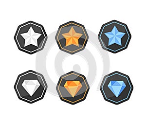 Set of Awards Icons stars and diamonds silver, platinum, gold