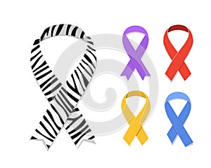 Set of awareness ribbon symbol
