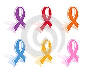 set of of awareness ribbons.