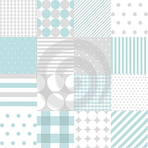 Set of baby boy seamless dots, polka patterns