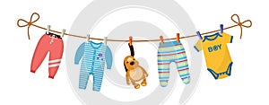 Set of baby clothes for children. Clothes for newborn boy.