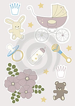 Set of Baby Objects' Stickers