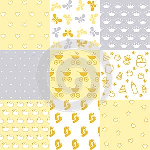 Set of baby  patterns. Seamless  pattern vector.  Design elements.