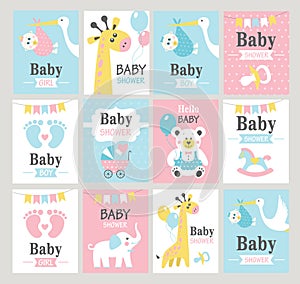Set of baby shower cards.