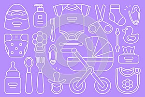 Set of Baby things. Vector Illustration