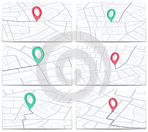 Set of backdrops map. Abstract background. View from above. Navigate mapping technology for distance data. Editable