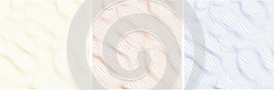 set of 3 background with abstract vector wave striped pattern