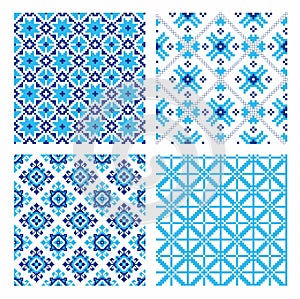 Set of background with ethnic patterns. seamless pattern in folk style.