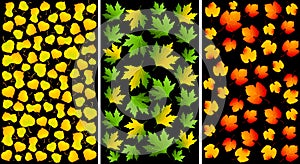 Set of backgrounds with autumnal leaves.