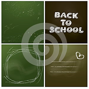 Set of 4 backgrounds - Chalkboard with green