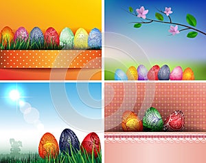 Set of backgrounds with easter eggs