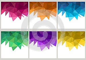 Set of backgrounds of geometric shapes. Colorful polygonal mosaic pattern.