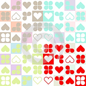 Set backgrounds with hearts and leaves. Seamless texture with he
