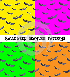 A set of backgrounds for the holiday Halloween, bat, an editable file, four colors, seamless.