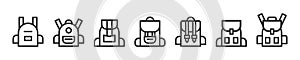 Set of backpack icons. Satchel icon set. School bag sign set. Vector illustration