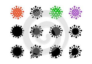 Set of bacteria, virus icon and symbol, vector