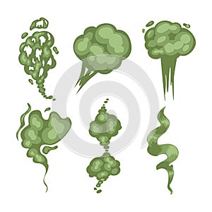 Set with bad smells. Green smoke clouds