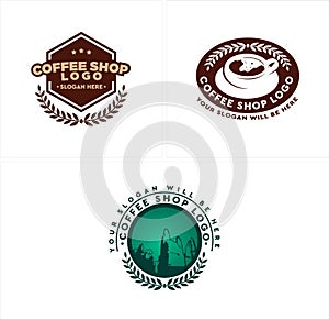A set of badge coffee shop logo design