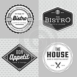 Set of badges, banner, labels and logo for food restaurant, catering. Simple and minimal design.