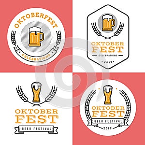 Set of badges, banner, labels and logo for oktoberfest, german beer festival. Simple and minimal design.